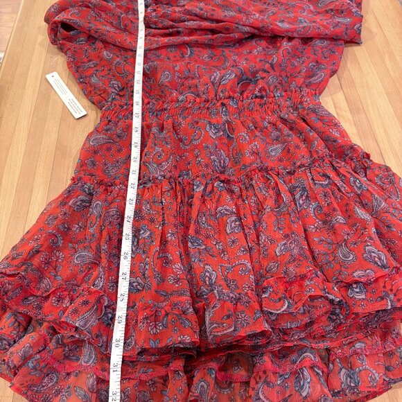 Misa Anthropologie Lorena Dress Orange Floral Chiffon Mini Ruffles - Picture 11 of 11